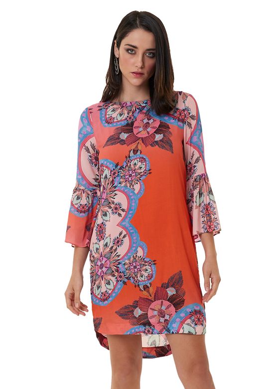 Vestido-Curto-Estampado-Com-Detalhe-Na-Manga