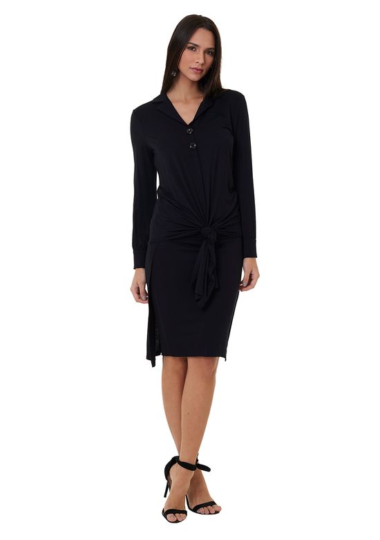 Vestido Manga Longa Com Fenda Vestido Manga Longa Com Fenda