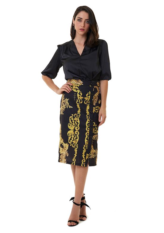 Saia-De-Linho-Estampada-Com-Cintura-Alta-E-Detalhes-Em-Botoes