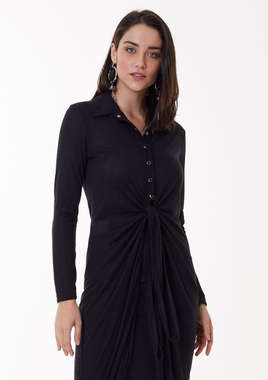 Camisa De Malha Com Amarração Na Cintura Camisa De Malha Com Amarração Na Cintura