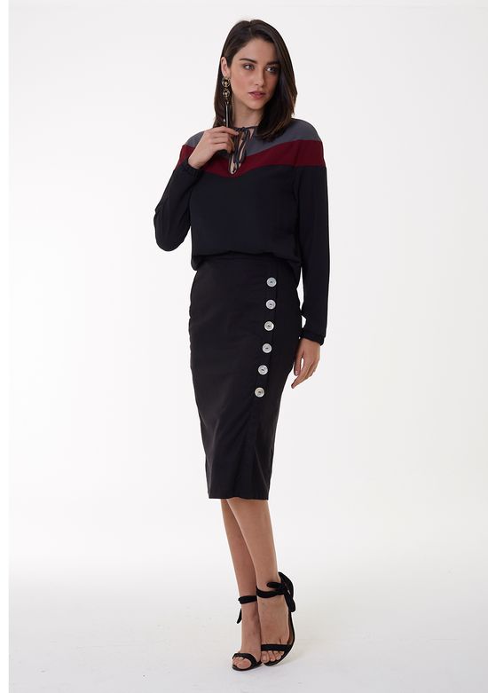 Saia-De-Linho-Lisa-Com-Cintura-Alta-E-Detalhes-Em-Botoes