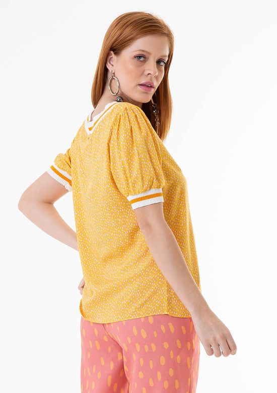 Blusa-Com-Detalhe-Em-Trico---Amarelo-C--Rosa-Mini-Poa-PP